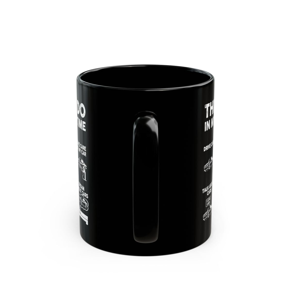 Things I Do in My Spare Time Fastback Pony Car Mug - 11oz black coffee mug, handle facing front