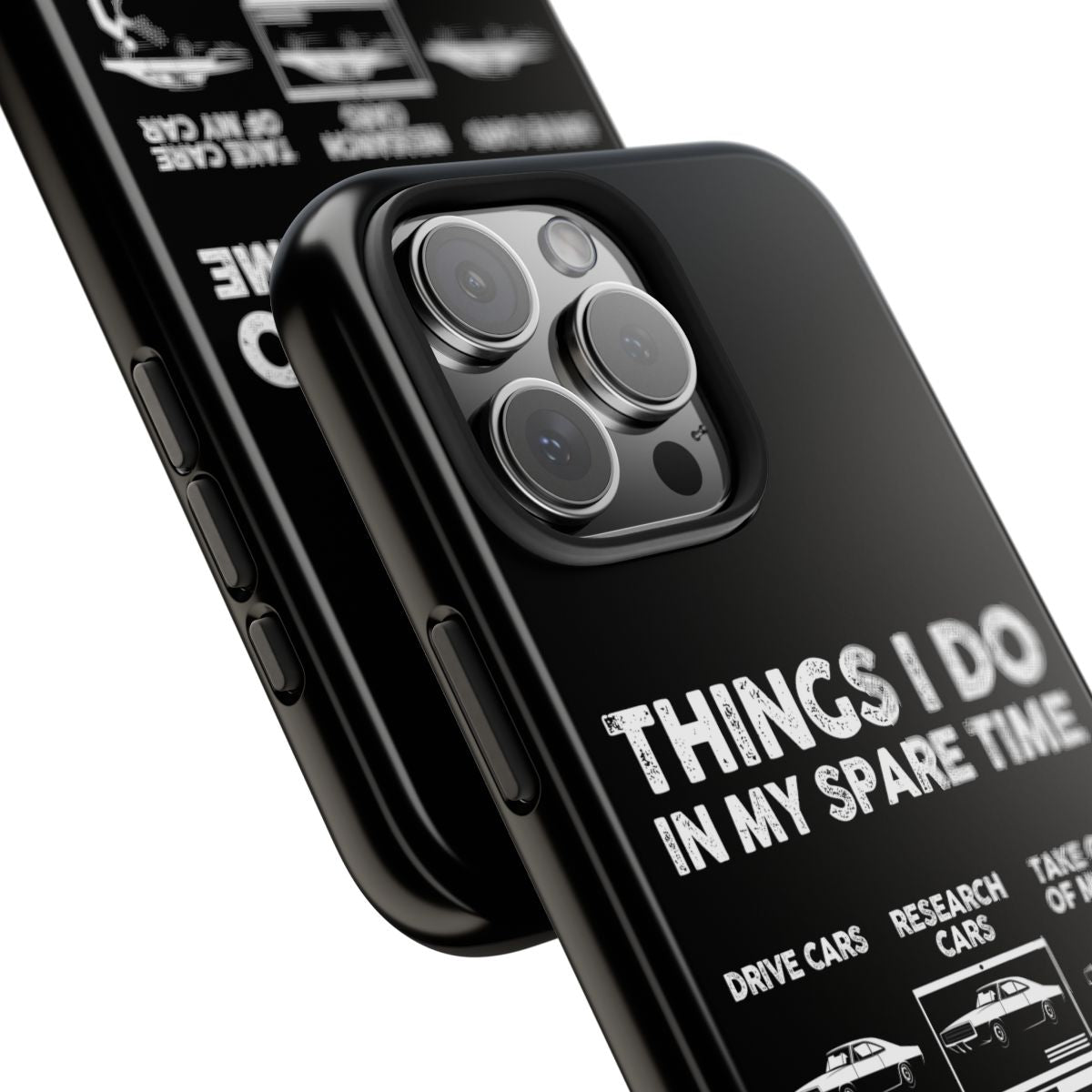 Things I Do in My Spare Time Muscle Car tough phone case, close-up of the print