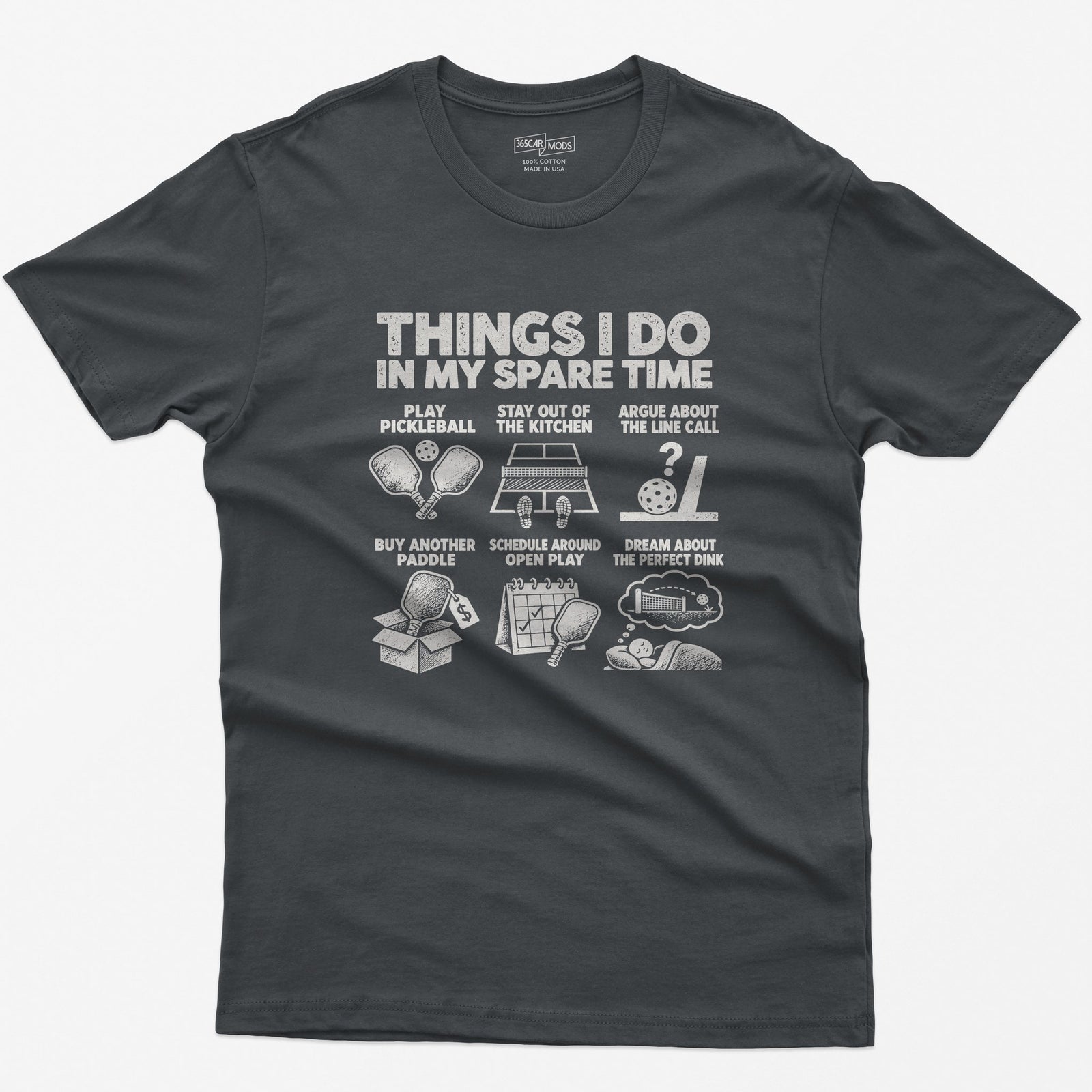Things I Do In My Spare Time Pickleball T-Shirt in Charcoal