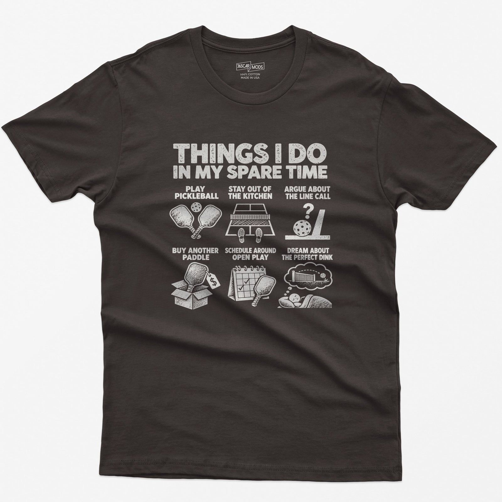 Things I Do In My Spare Time Pickleball T-Shirt in Dark Chocolate