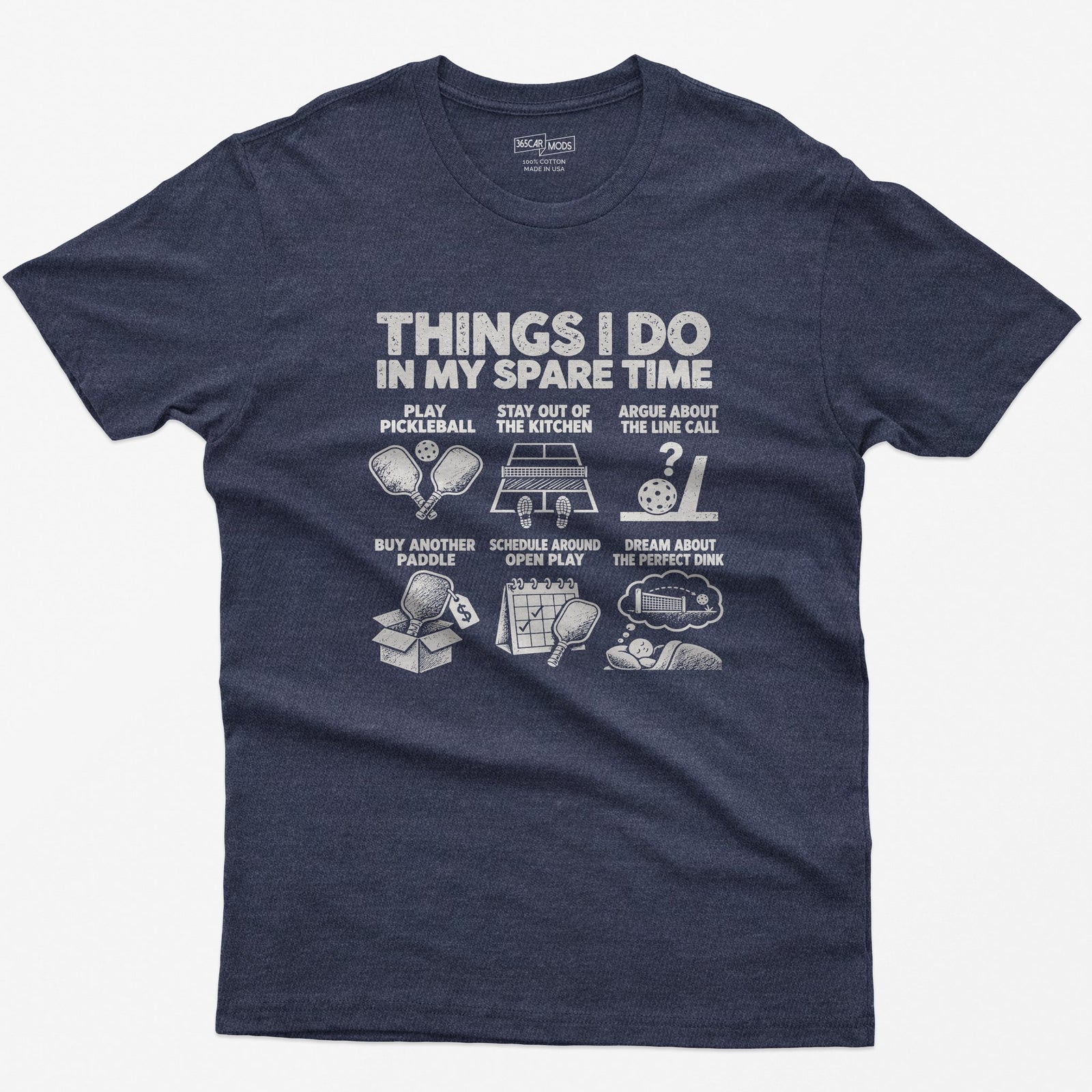 Things I Do In My Spare Time Pickleball T-Shirt in Heather Navy