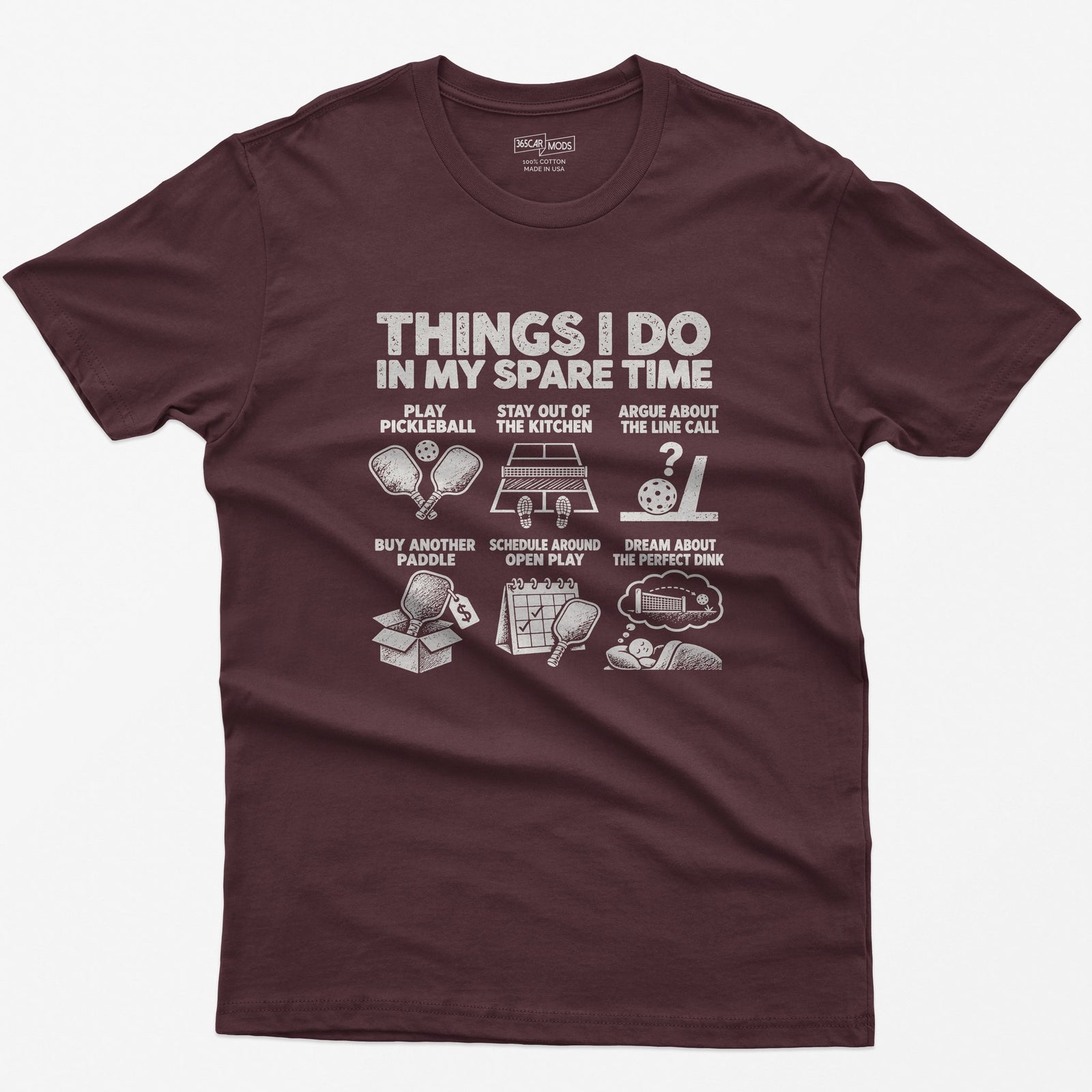 Things I Do In My Spare Time Pickleball T-Shirt in Maroon