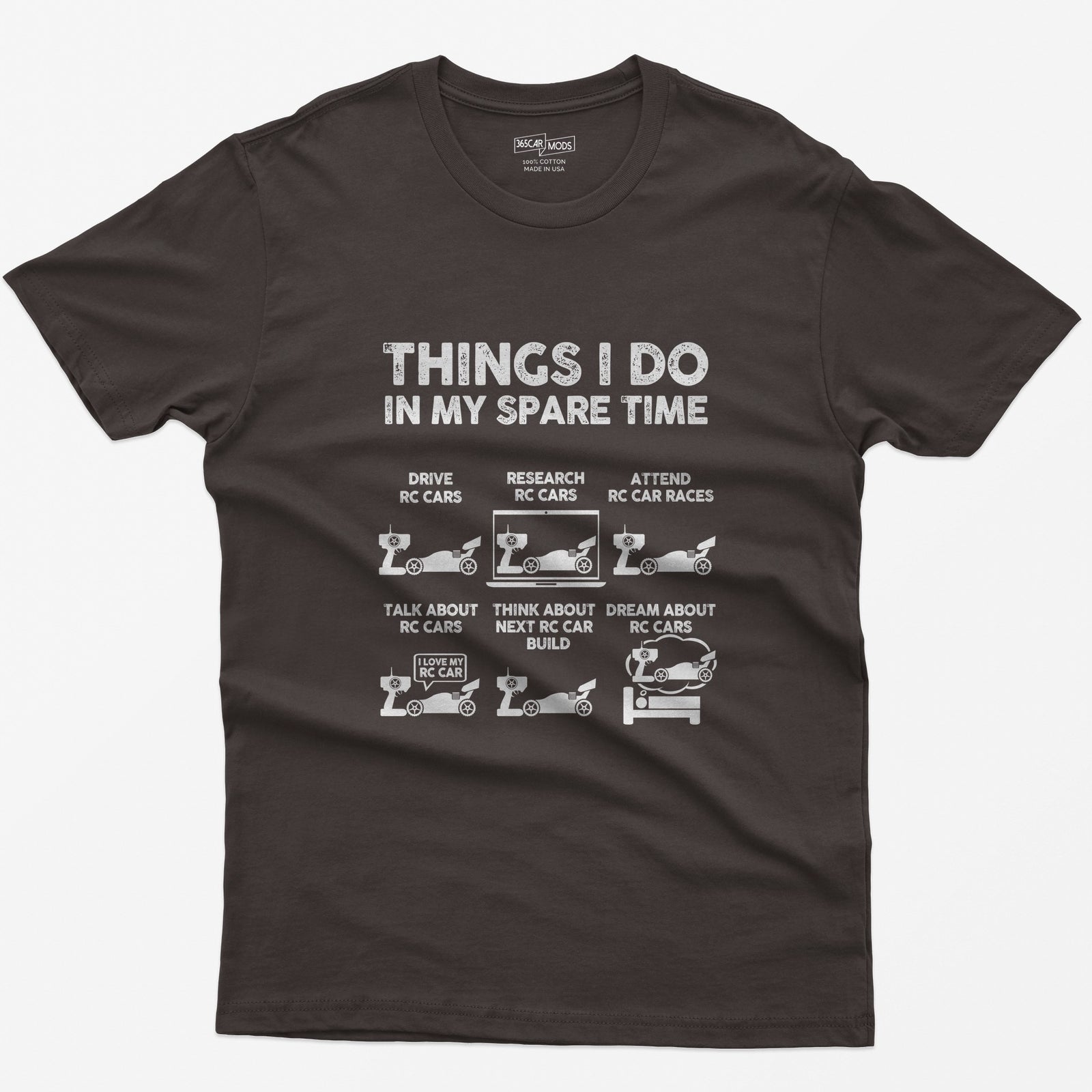 Things I Do In My Spare Time RC Car Racing T-Shirt - Dark Chocolate