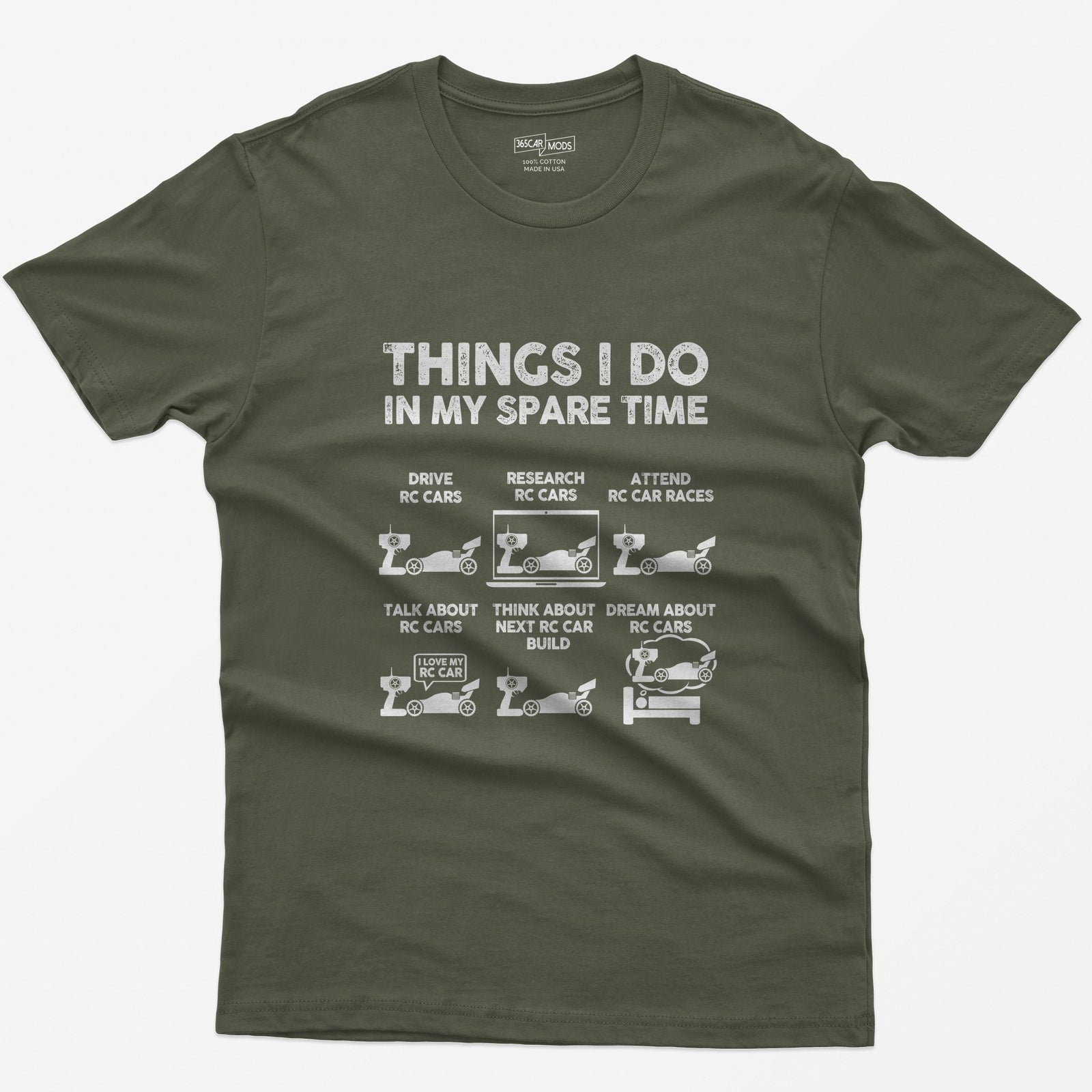 Things I Do In My Spare Time RC Car Racing T-Shirt - Military Green