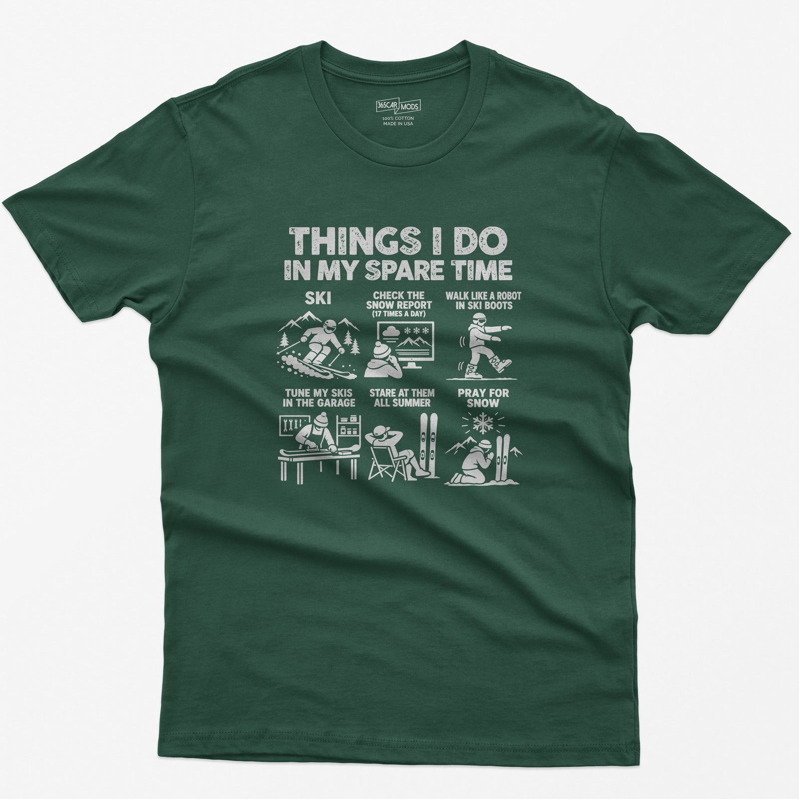 Ski spare time t-shirt in Forest Green
