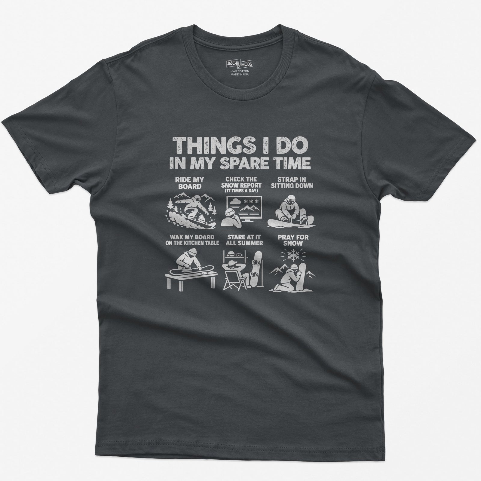 Snowboard spare time t-shirt in Charcoal