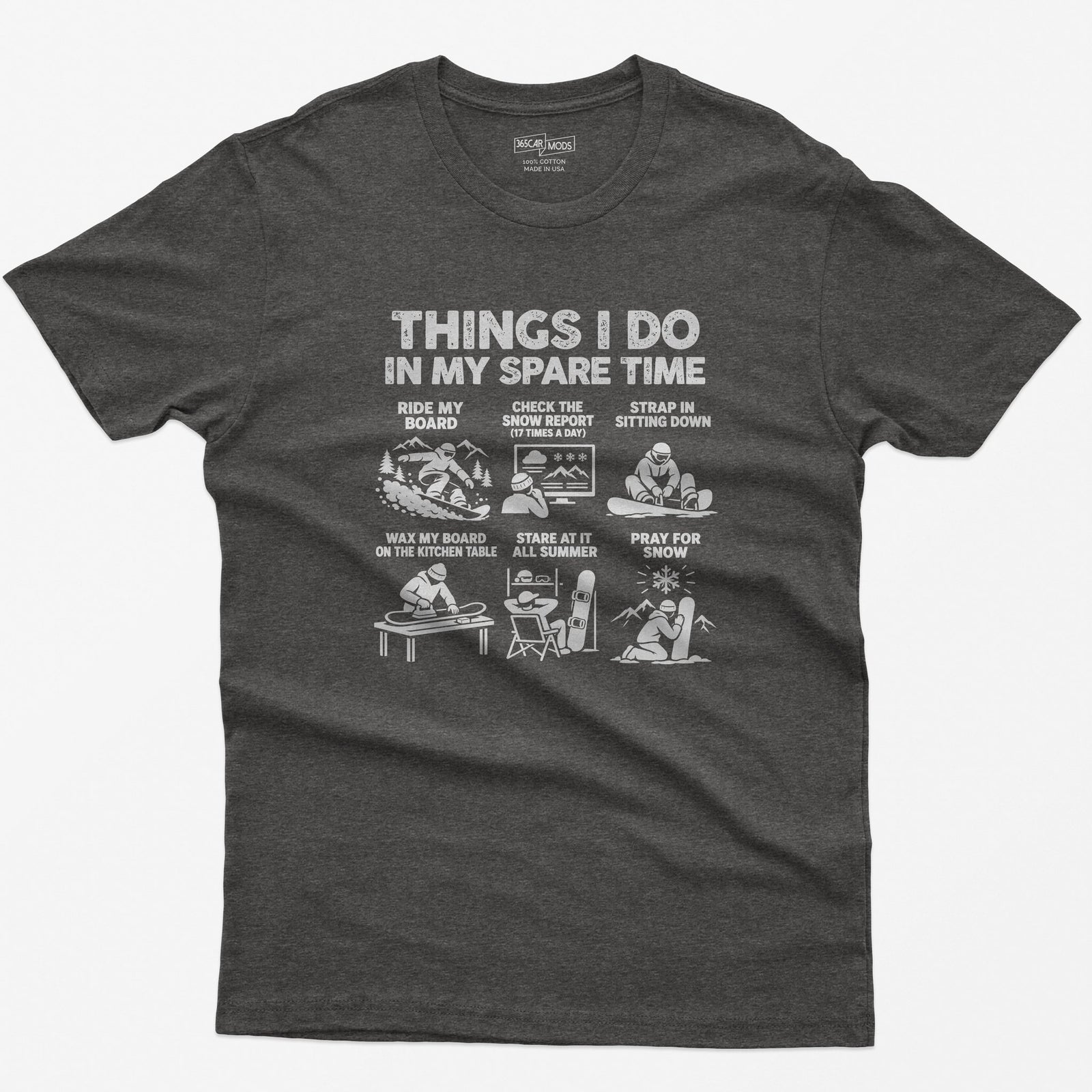 Snowboard spare time t-shirt in Dark Heather