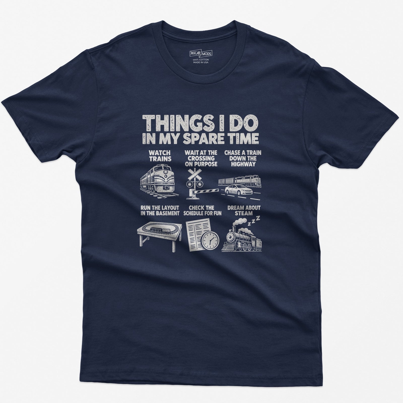 Things I Do In My Spare Time Train T-Shirt in Navy