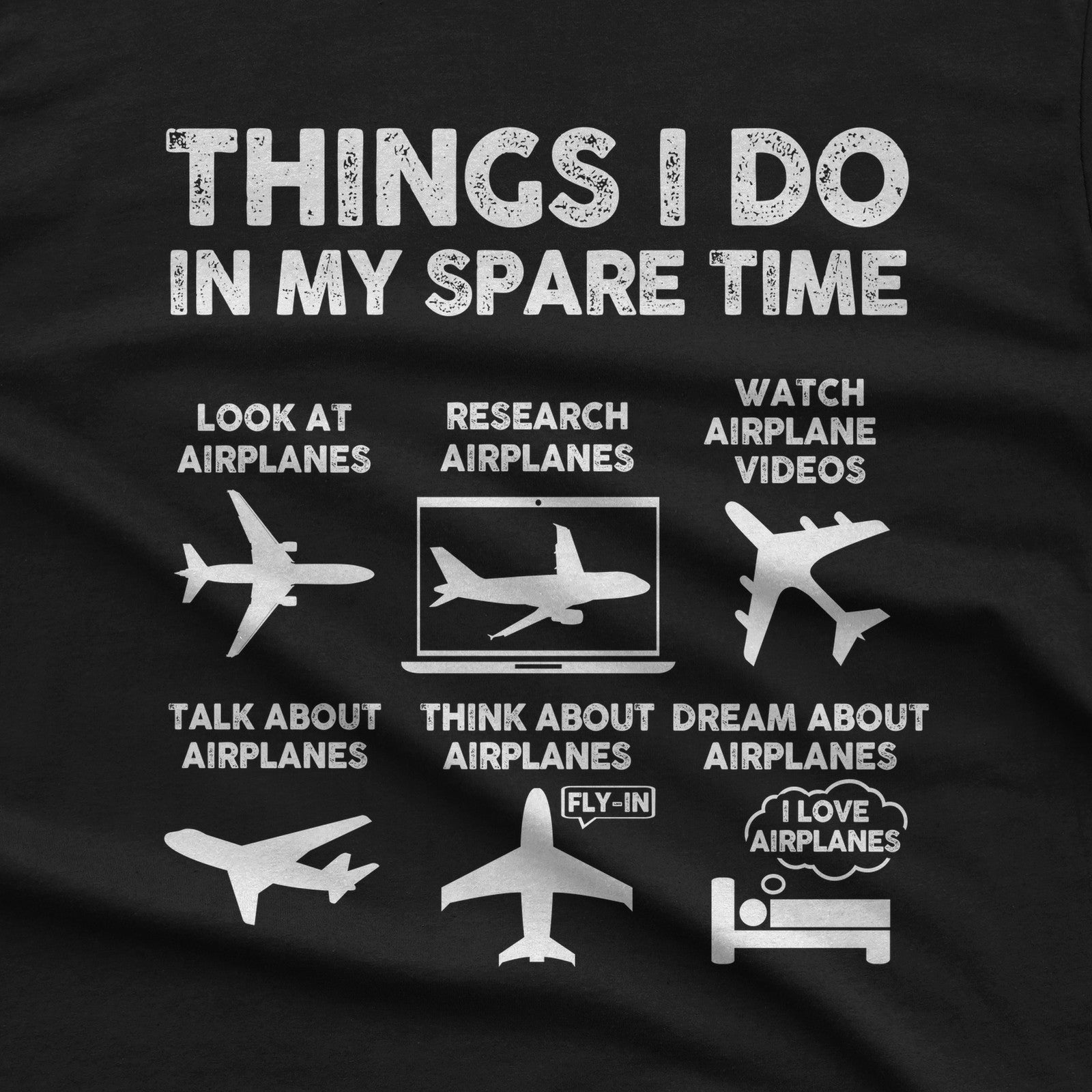 Things I Do in My Spare Time Aviation T-Shirt design close-up