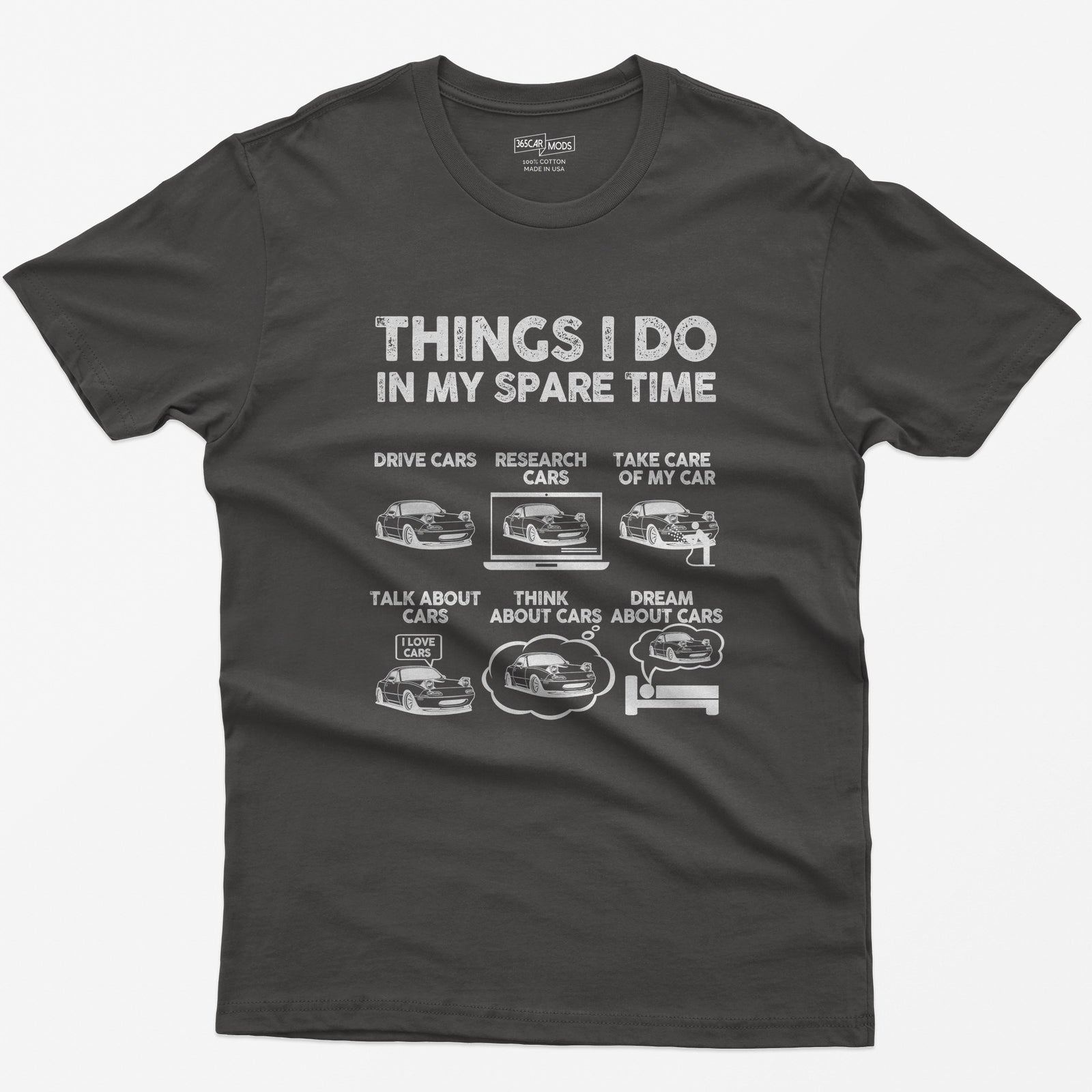 Things I Do in My Spare Time Car T-Shirt - Dark Heather