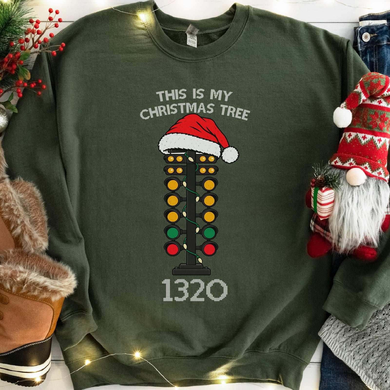 This Is My Christmas Tree Sweatshirt - Military Green