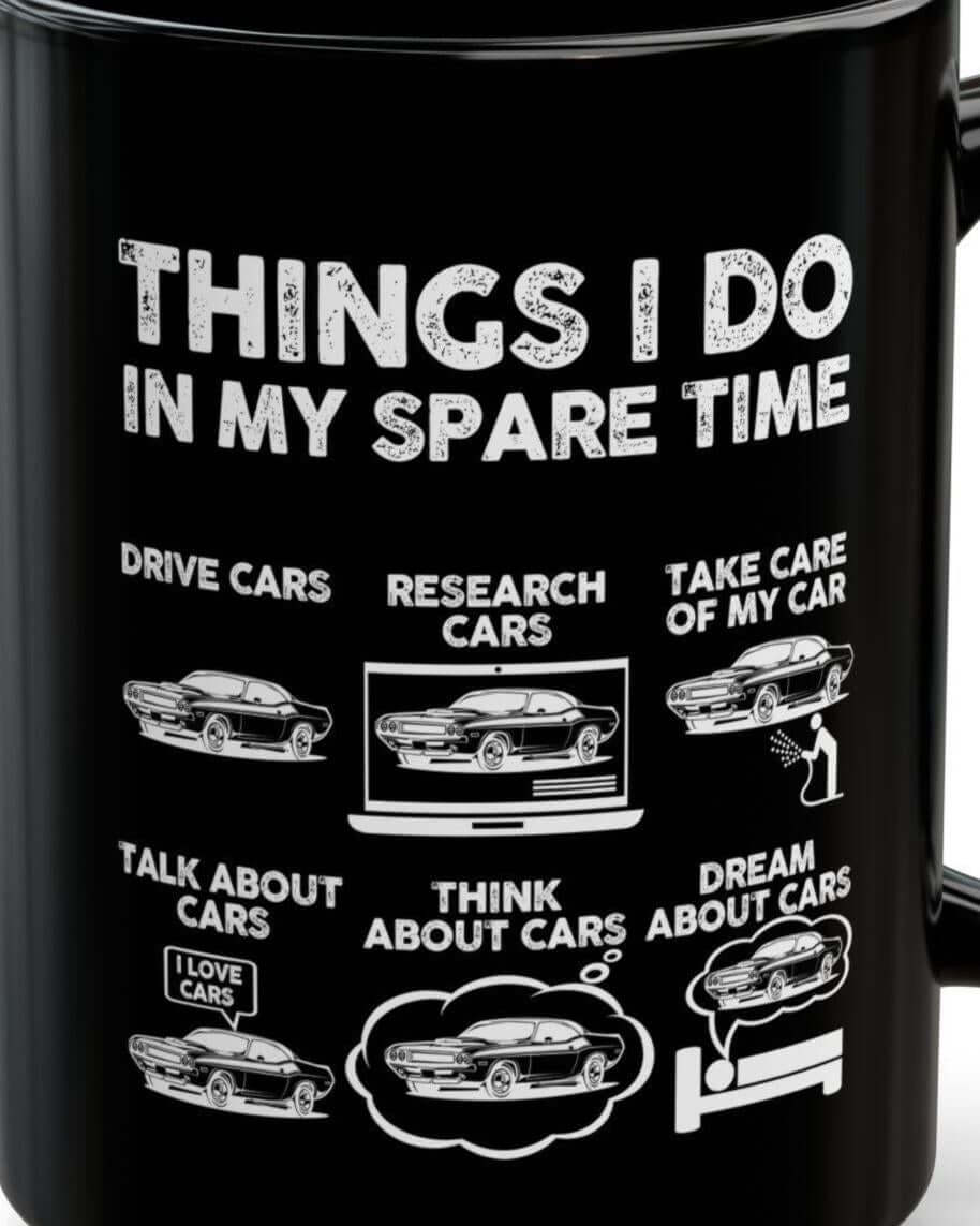 Things I Do in My Spare Time 70s Muscle Car Mug - close-up of the print