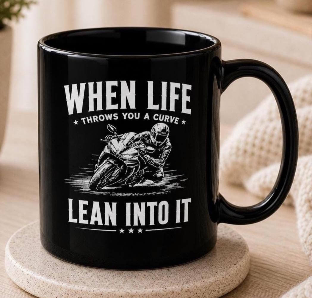 When Life Throws You a Curve Lean Into It Mug - lifestyle photo