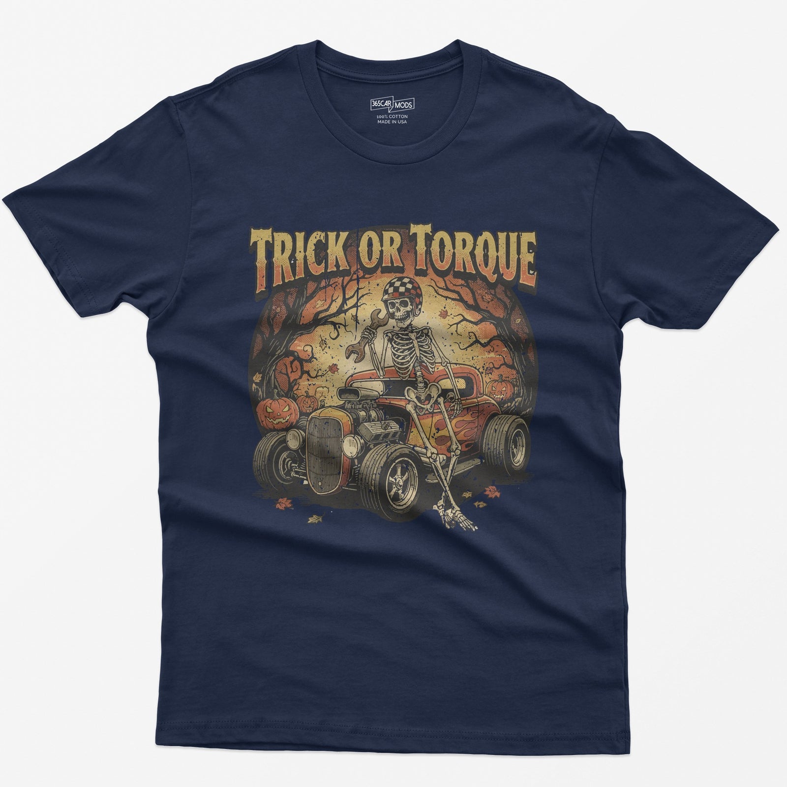 Trick or Torque Mechanic Skeleton T-Shirt - Navy