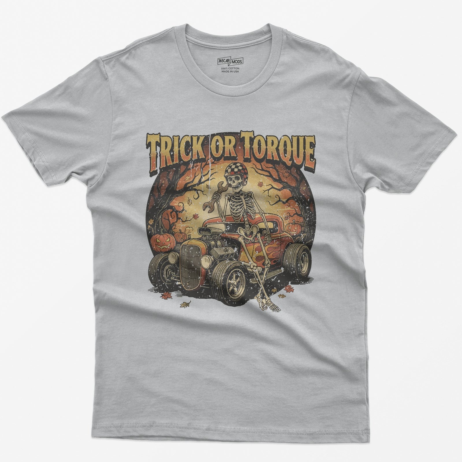 Trick or Torque Mechanic Skeleton T-Shirt - Sport Grey