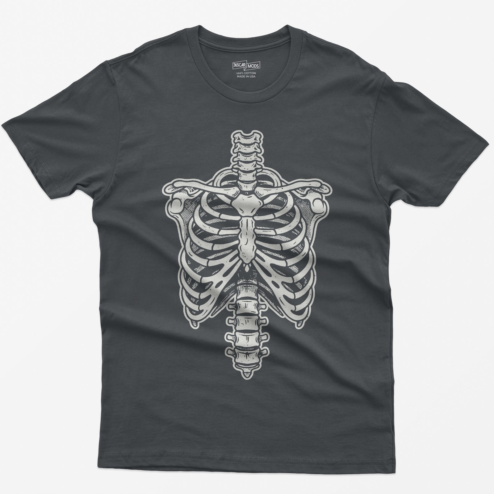 Vintage Rib Cage Skeleton T-Shirt - Charcoal