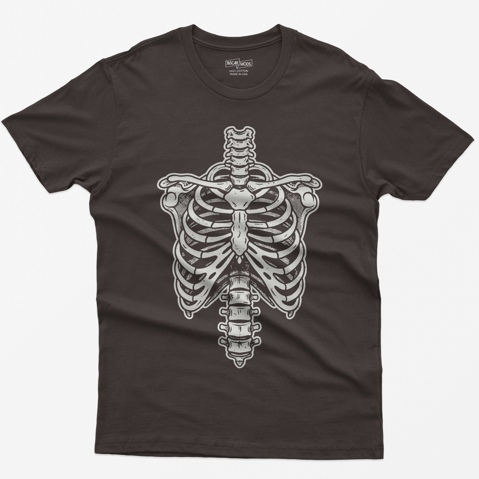 Vintage Rib Cage Skeleton T-Shirt - Dark Chocolate