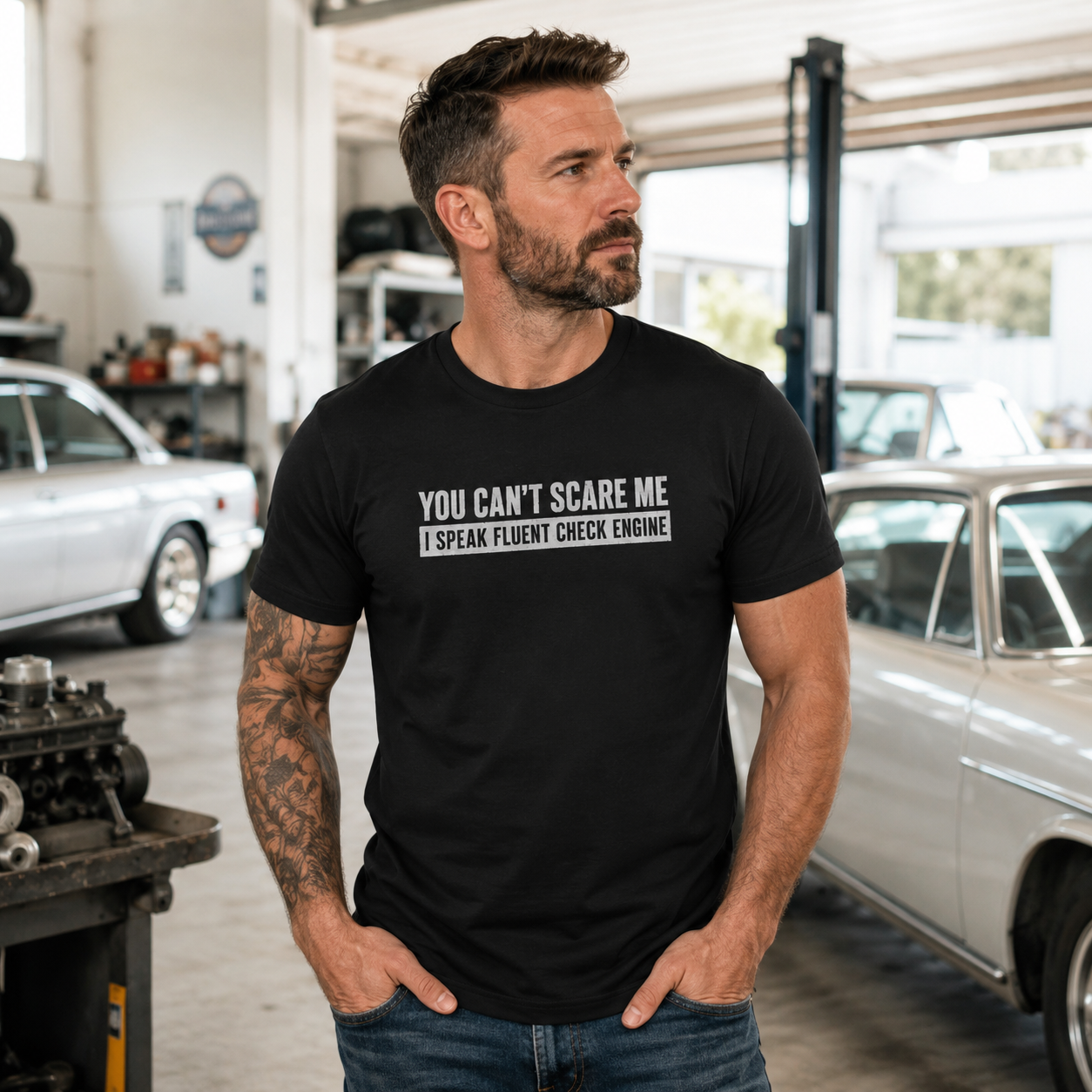 Minimalist Check Engine shirt purple | Diagnostic joke tee | 365CarMods