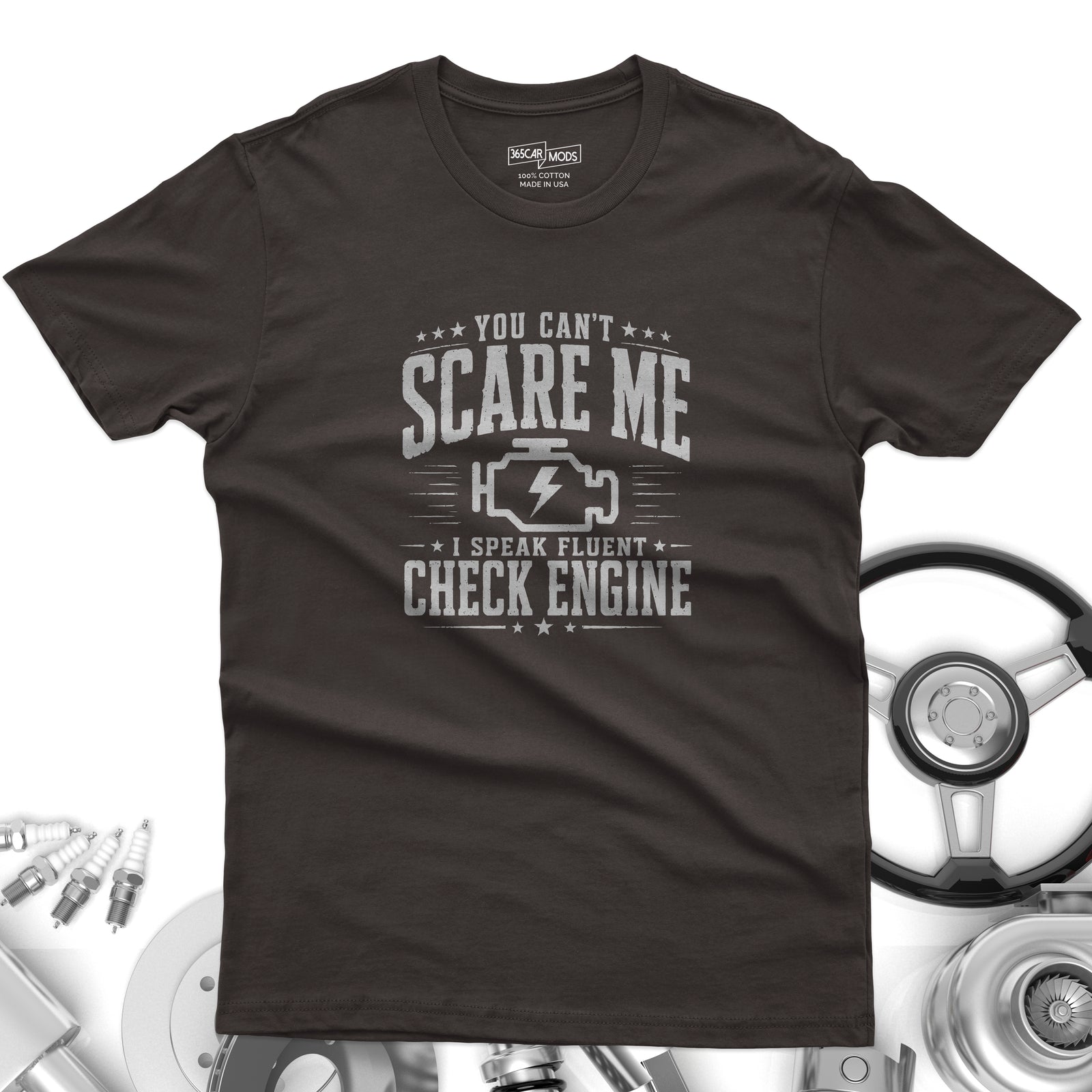 Vintage Check Engine shirt dark heather | Retro car tee | 365CarMods
