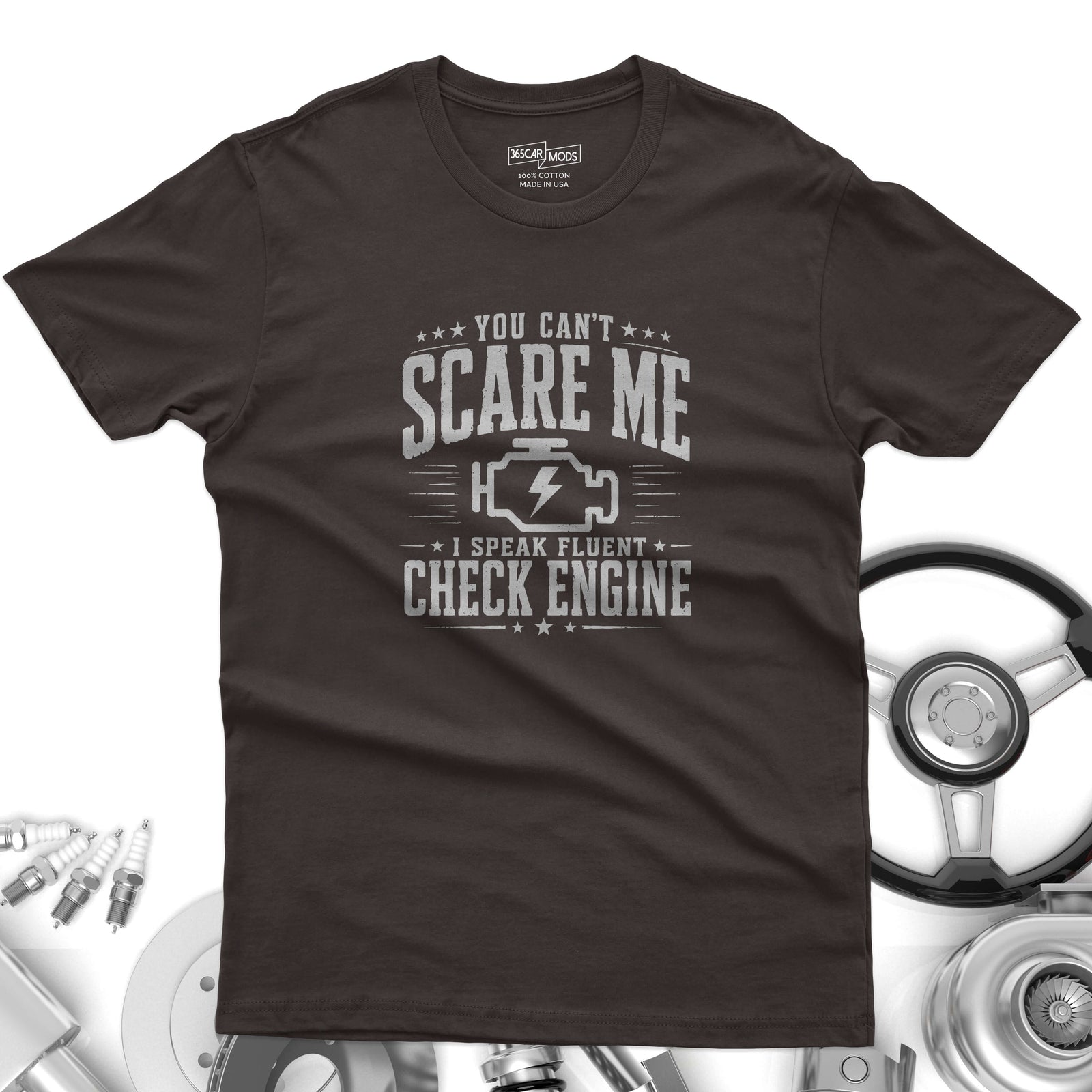 Vintage Check Engine shirt dark heather | Retro car tee | 365CarMods