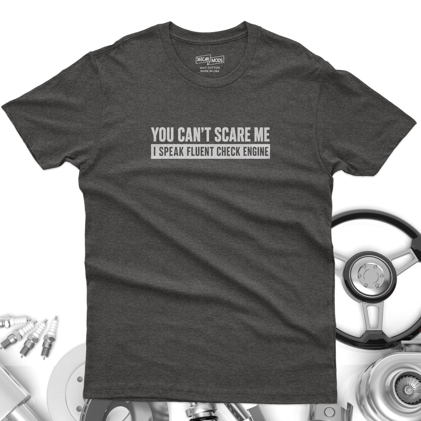 Minimalist Check Engine shirt navy | Automotive humor shirt | 365CarMods