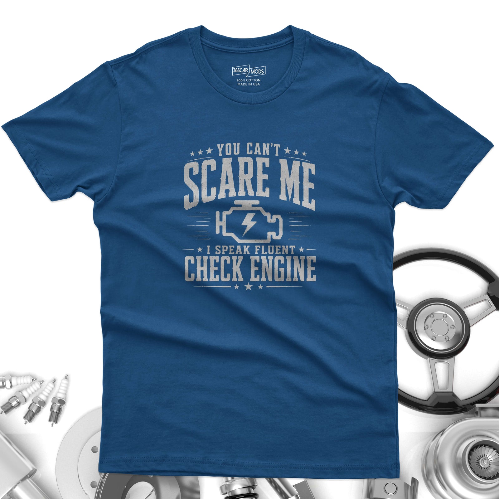 Vintage Check Engine t-shirt size chart | S to 5XL sizing | 365CarMods