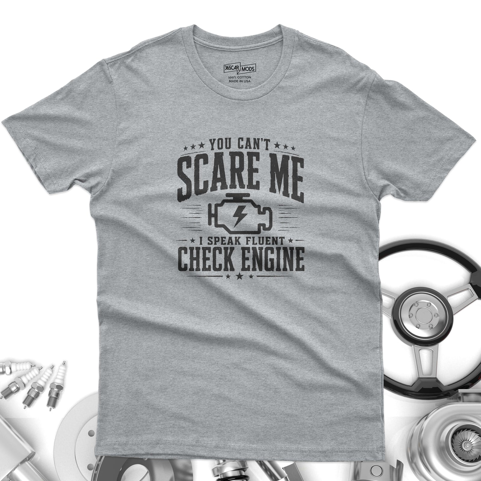 Vintage Check Engine shirt dark chocolate | Distressed gearhead tee | 365CarMods