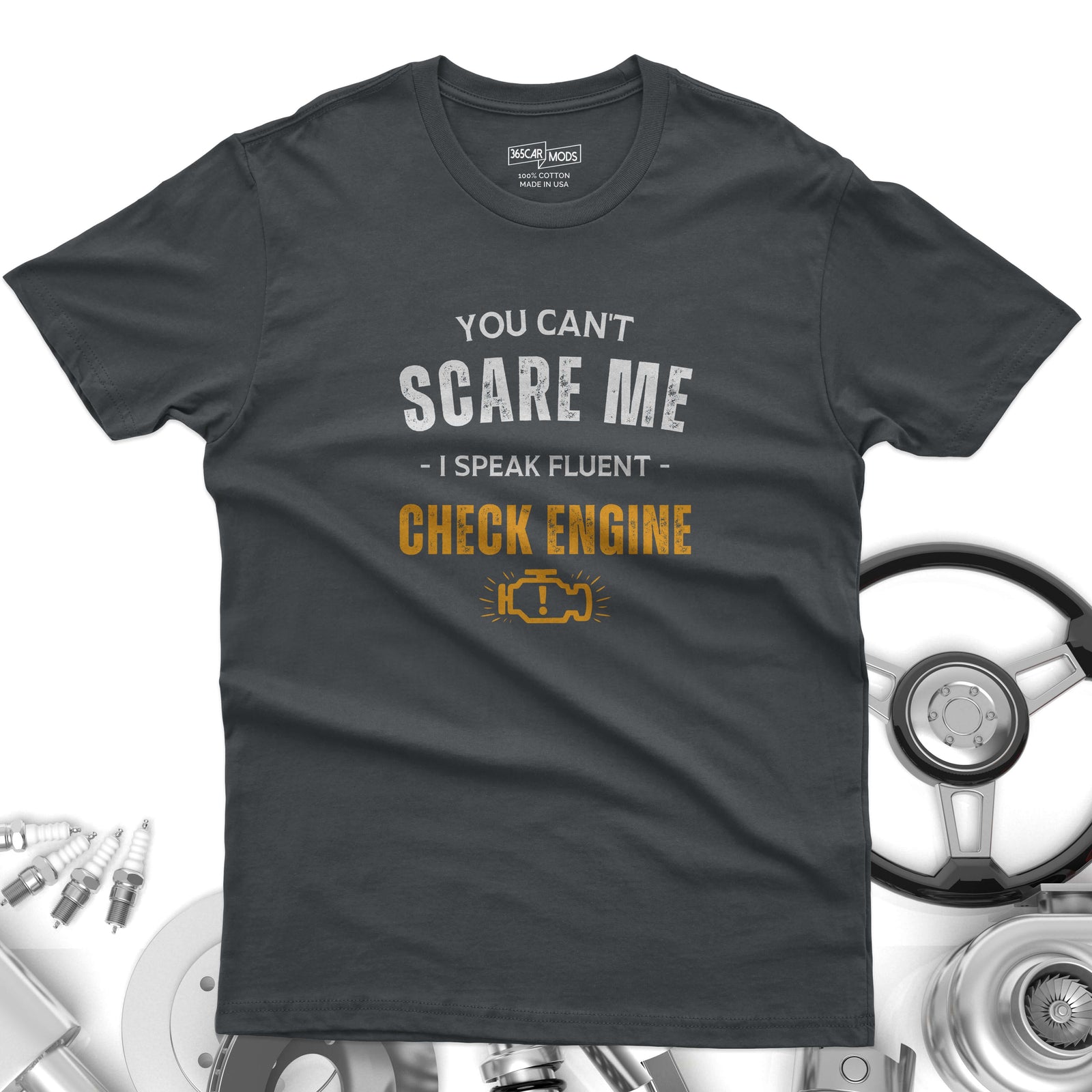Funny Check Engine shirt ash | Garage humor tee | 365CarMods