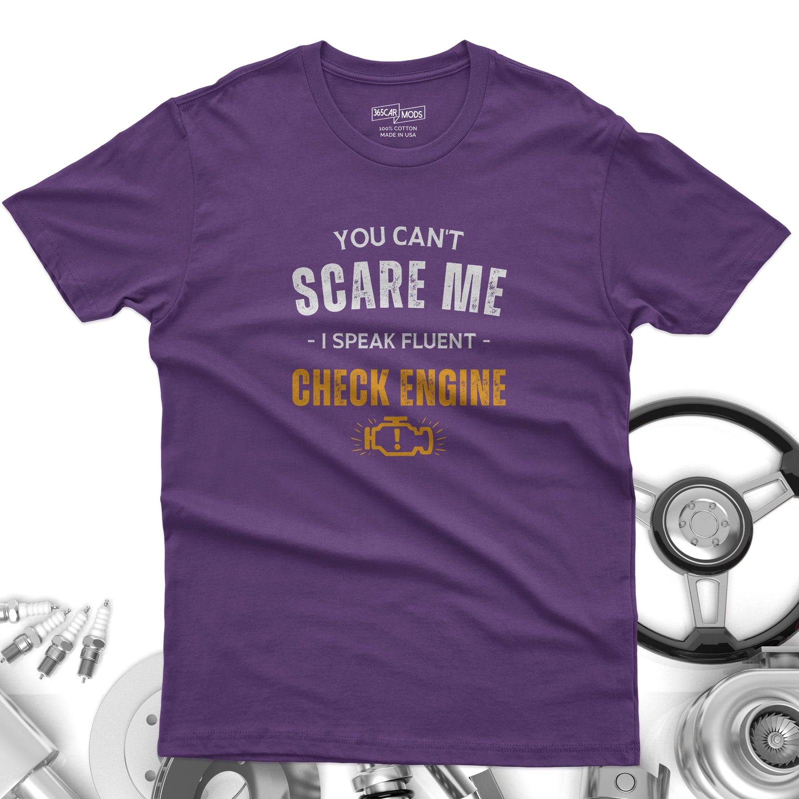 Funny Check Engine shirt royal blue | Sarcastic car tee | 365CarMods