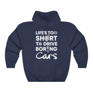 life-is-too-short-drive-boring-cars-navy-hoodie-white-background