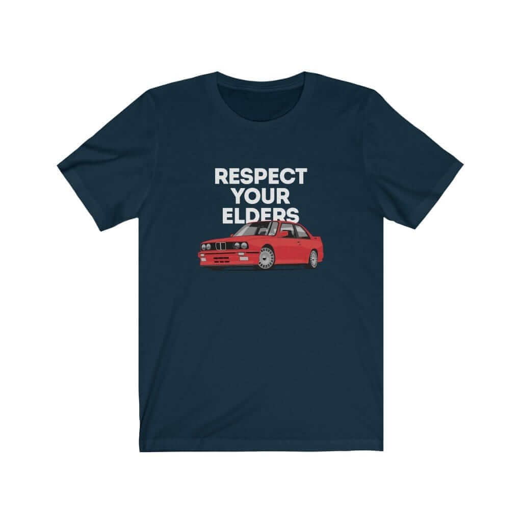 Legendary German car printed on navy car t-shirt designed for car lovers, car guys, car enthusiasts