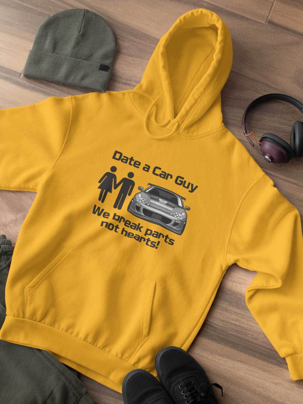 Japanese car printed on gold yellow car hoodie, JDM sweatshirt, car guy gift, car lover, car fan, car enthusiast, petrolhead, JDM lover, boyfriend gift idea