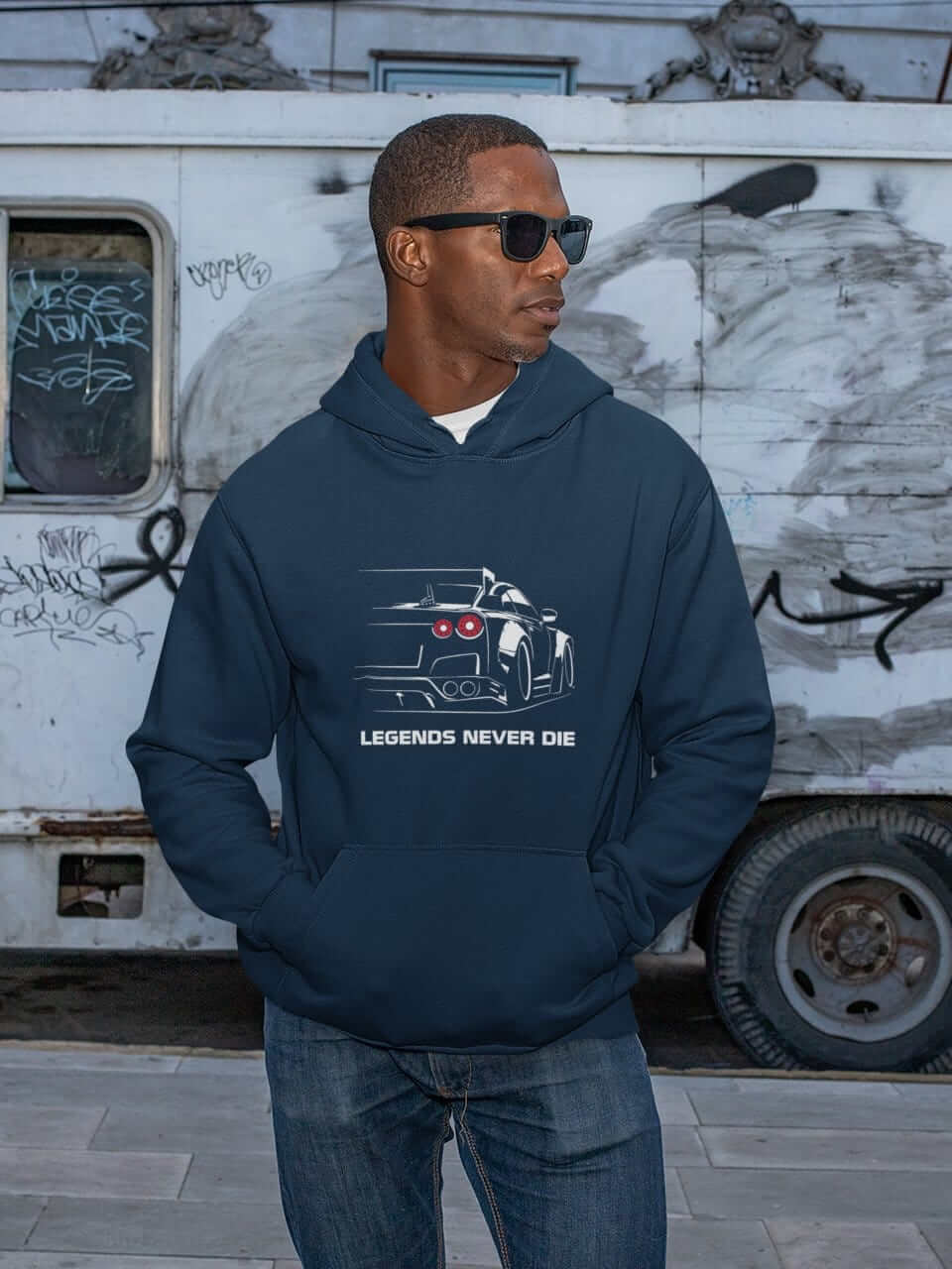 Japanese car printed on navy car hoodie, JDM hooded sweatshirt, car guy gift, car lover present, car fan, car enthusiast