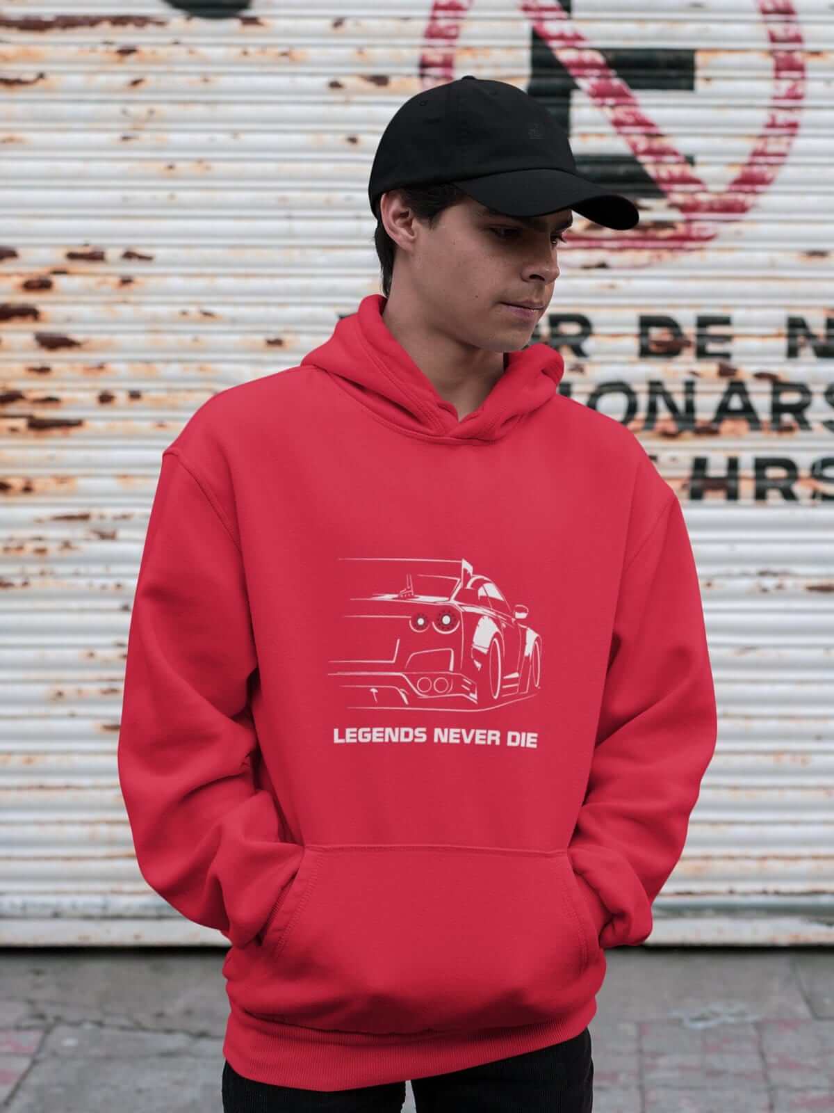 Japanese car printed on red car hoodie, JDM hooded sweatshirt, car guy gift, car lover present, car fan, car enthusiast