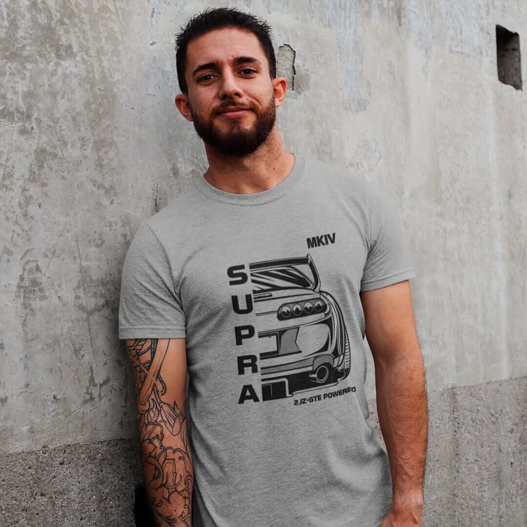 a jdm lover with athletic heather mkiv supra t-shirt