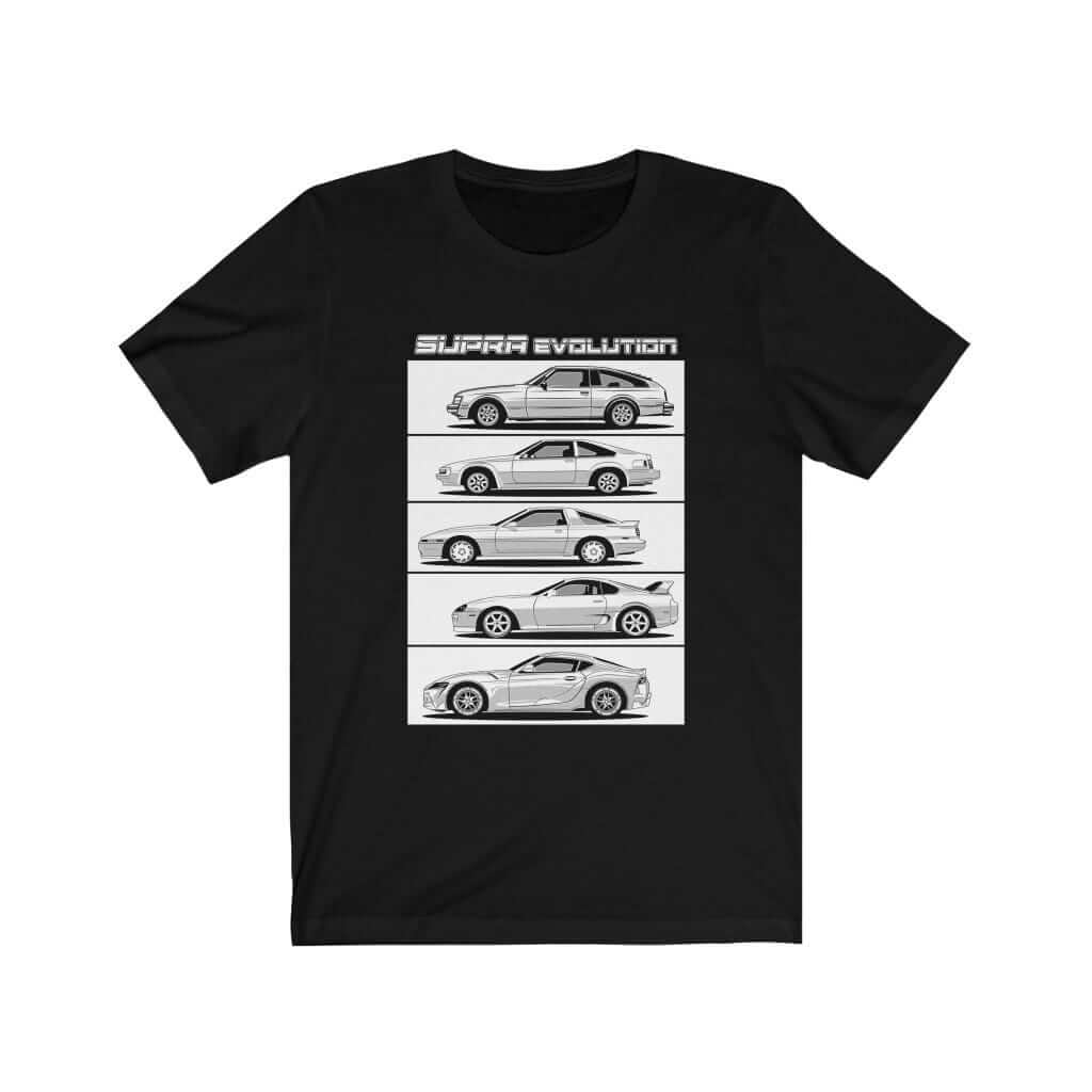Supra Japanese cars printed on black car t-shirt, JDM tee, car guy gift, car lover, car fan, car enthusiast, petrolhead, JDM lover, boyfriend gift idea