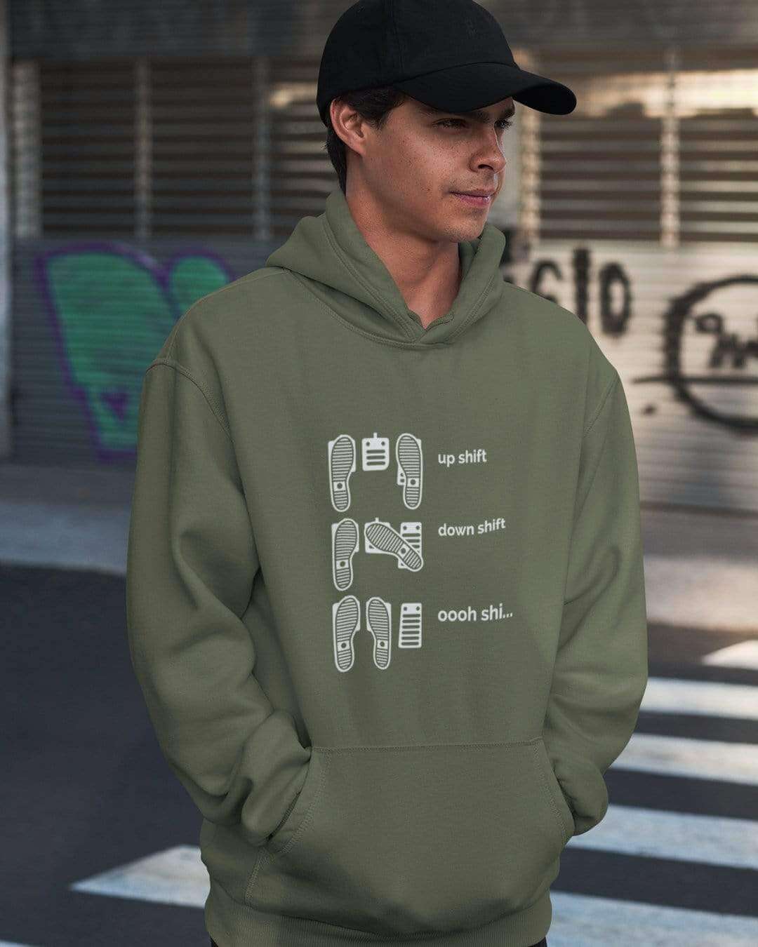 heel-and-toe-military-green-car-hoodie-with-funny-text.jpg