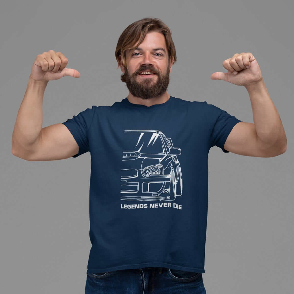 Japanese sports car printed on navy car t-shirt designed for car lovers, car guys, car enthusiasts, JDM lovers, and petrolheads