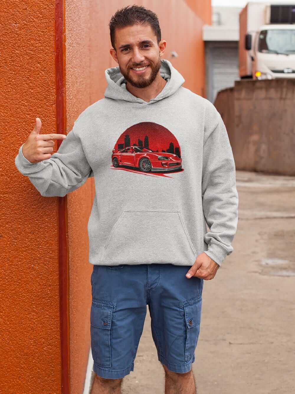 Japanese car printed on athletic heather car hoodie, JDM sweatshirt, car guy gift, car lover, car fan, car enthusiast, petrolhead, JDM lover, boyfriend gift idea