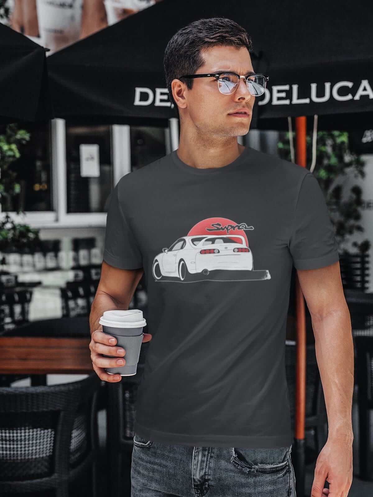 Japanese car printed on dark grey car t-shirt, JDM tee, car guy gift, car lover, car fan, car enthusiast, petrolhead, JDM lover, boyfriend gift idea