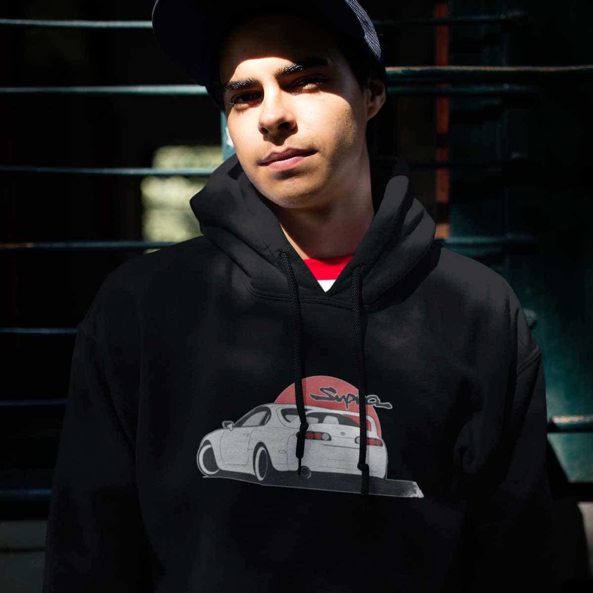 Japanese car printed on black car hoodie, JDM sweatshirt, car guy gift, car lover, car fan, car enthusiast, petrolhead, JDM lover, boyfriend gift idea