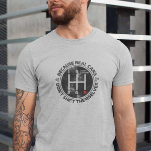 a car guy with real cars don't shift themselves athletic heather t-shirt, car lover, car enthusiast