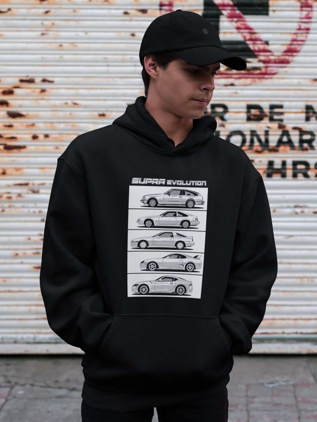 supra evolution hoodie in black, jdm hoodie