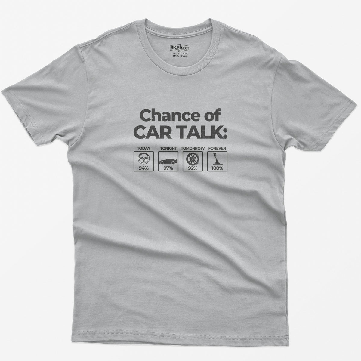 100% Chance of Car Talk Funny Car Enthusiast T-Shirt - Sport Grey