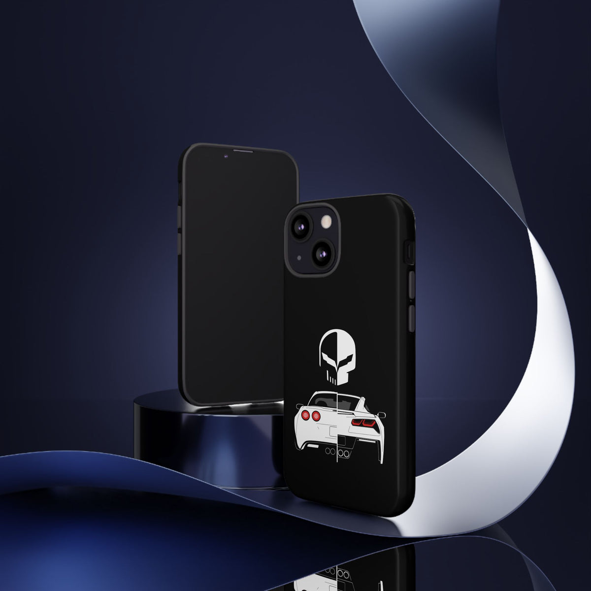 Corvette Punisher Skull Tough Phone Case | Muscle Car Guy Gift