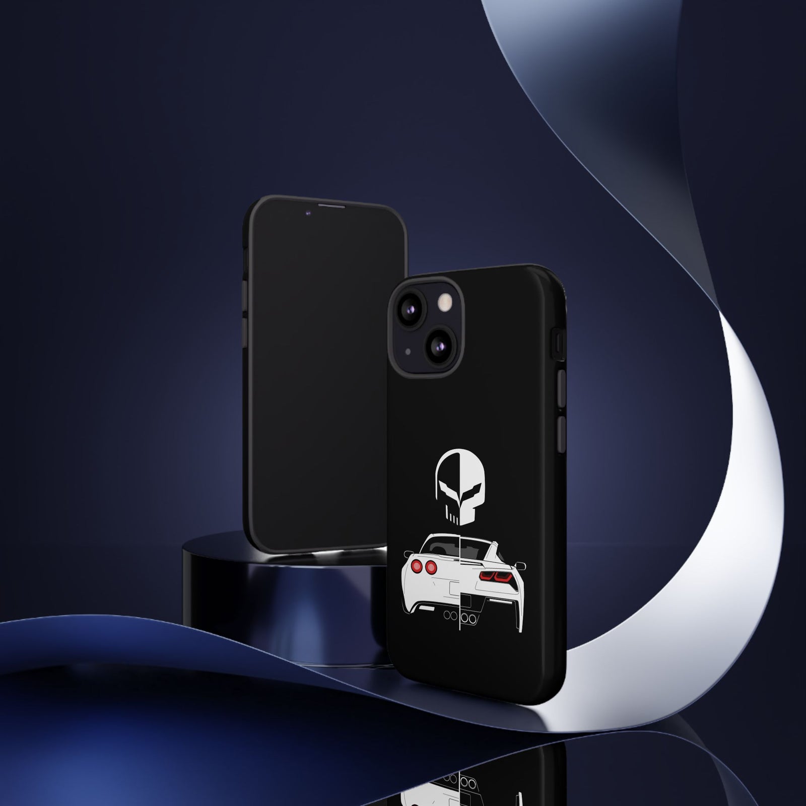 Corvette Punisher Skull Tough Phone Case | Muscle Car Guy Gift