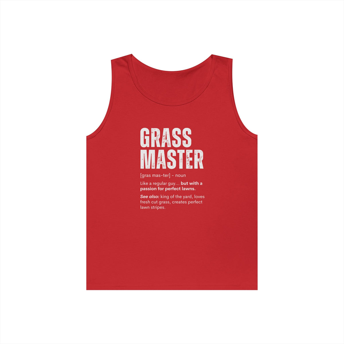 Grass Master Tank Top for Men, Funny Lawn Care Definition Sleeveless Shirt, Mowing Gift, Yard Work Singlet