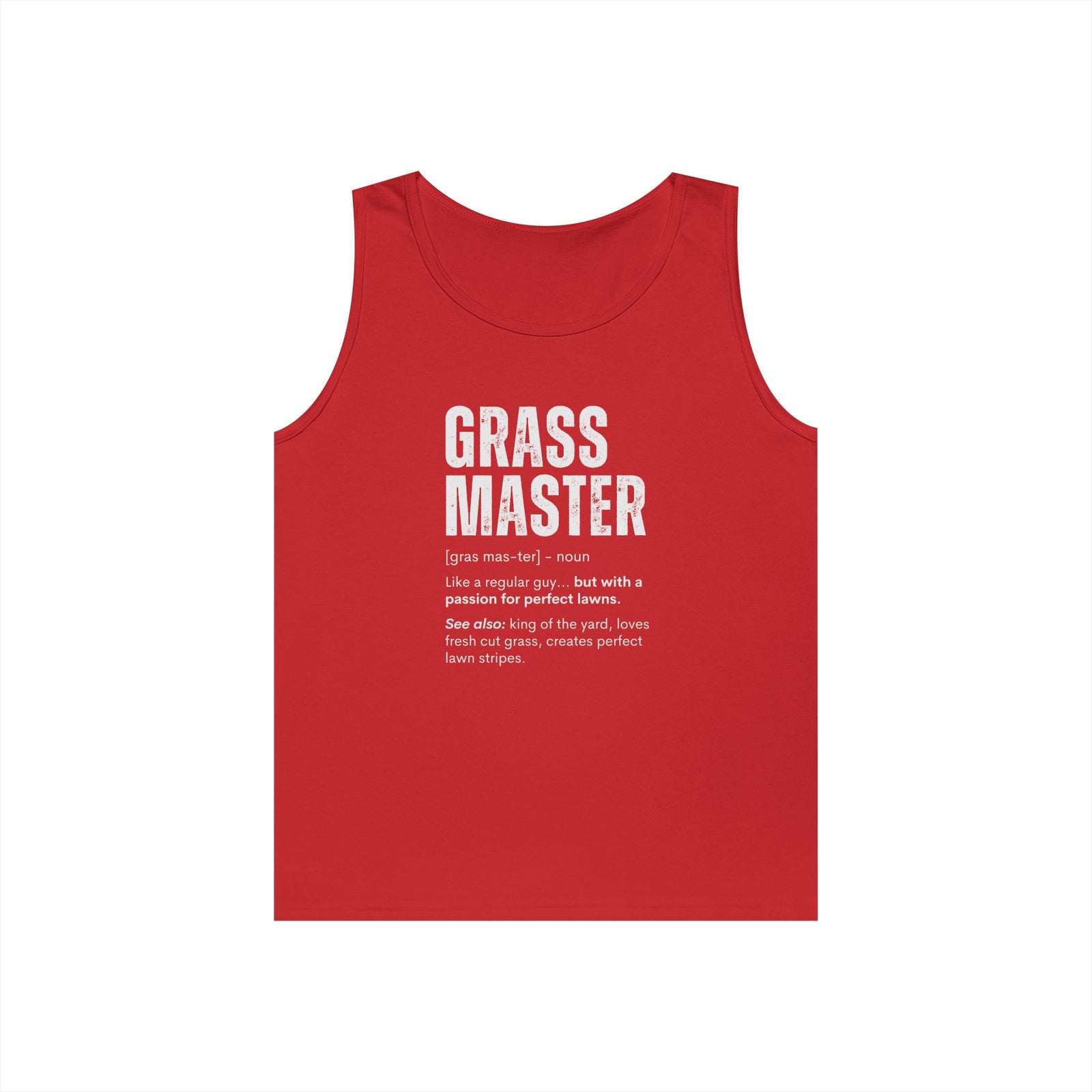 Grass Master Tank Top for Men, Funny Lawn Care Definition Sleeveless Shirt, Mowing Gift, Yard Work Singlet