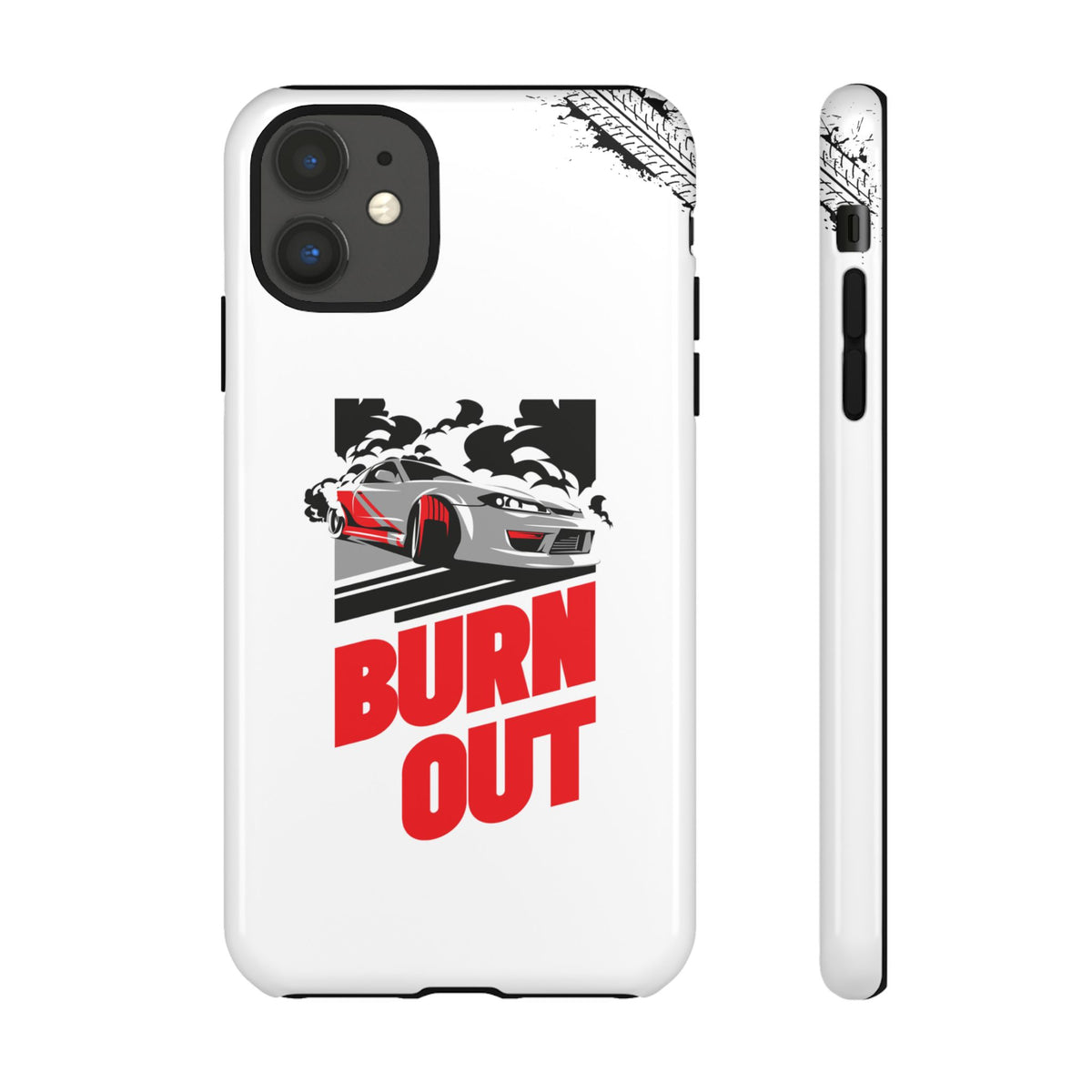 JDM Burnout Tough Car Phone Case - iPhone 11, glossy, front and side view