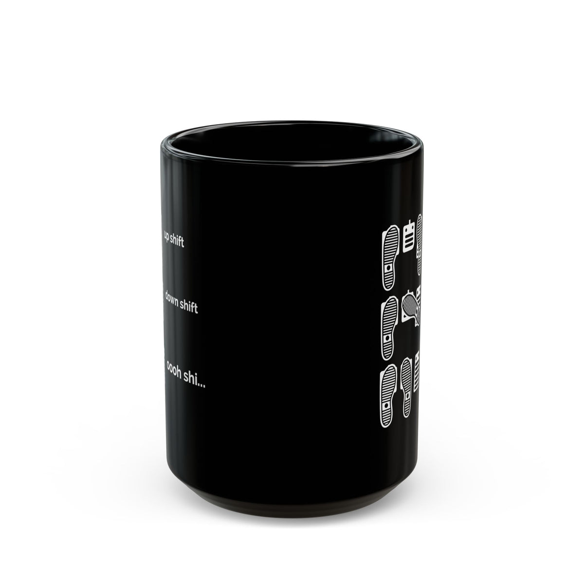 Heel Toe Rev Match Coffee Mug - 15oz black coffee mug, front view with print on both sides